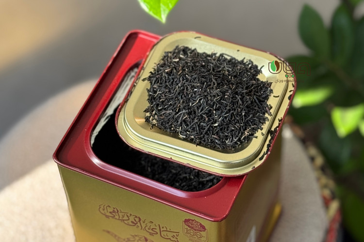 چای فاخر ابورامی قوطی فلزی 500 گرمی تلخ و گس باکیفیت و زردار کادویی